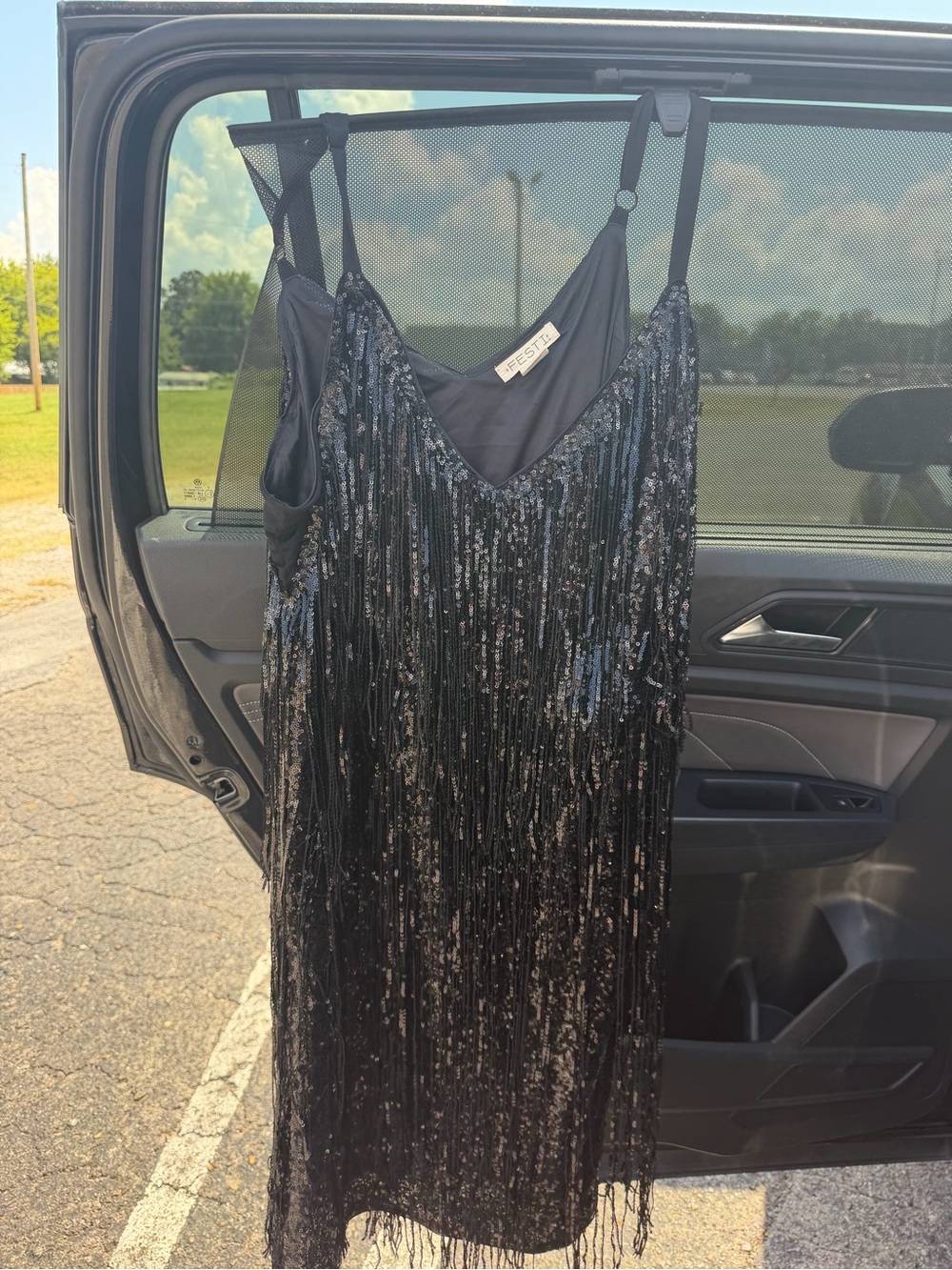 torrid Black Sequin Fringe Slip Mini Dress